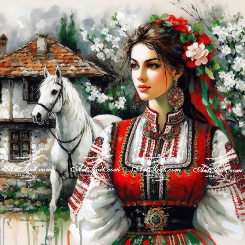 Рисуване по номера - ПРЕД БАЩИНИЯ ДОМ 40х40 см.