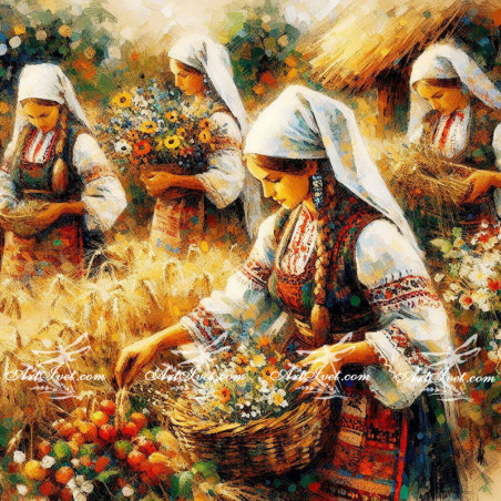 
     Рисуване по номера - БЕРАЧКИ НА БИЛКИ РАНО СУТРИНТА НА КЪРА 40х40 см.