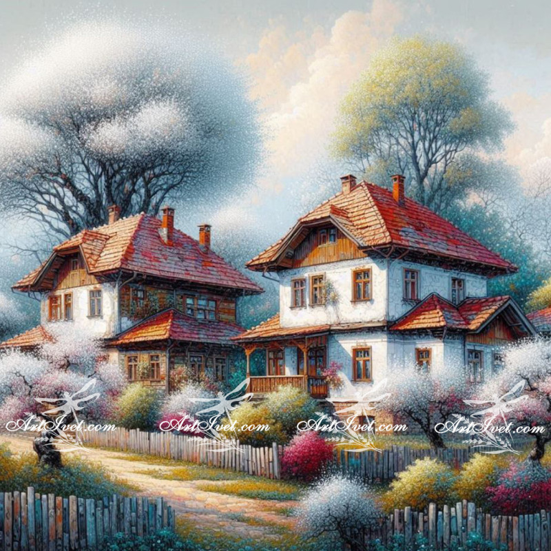 Рисуване по номера - ДЪРВЕТА КАТО ОТ ПАМУК