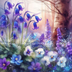 Рисуване по номера - ВИОЛЕТОВИ КАМБАНКИ И ЗЮЛМБЮЛИ 40х40 см.