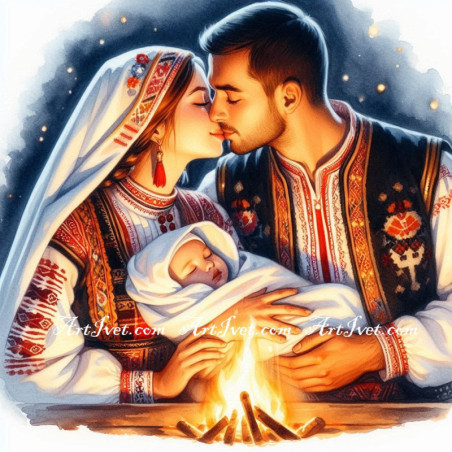 
     Рисуване по номера - СЕМЕЙНОТО ОГНИЩЕ  40х40 см.