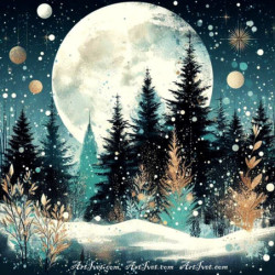 Рисуване по номера - СНЕЖНА ЛУНА ПРЕЗ ФЕВРУАРИ 40х40 см.