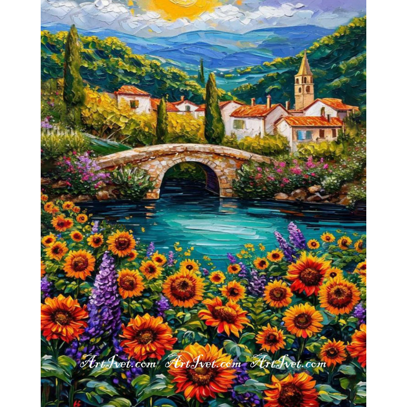 Рисуване по номера - СРЕДИЗЕМНОМОРСКИ СЕЛСКИ ПЕЙЗАЖ