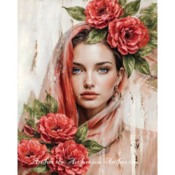 Рисуване по номера - ЖЕНАТА С ЧЕРВЕНИТЕ РОЗИ