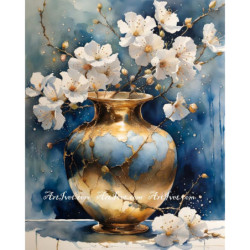 Рисуване по номера - ПОЗЛАТЕНАТА ВАЗА С ЦВЕТЧЕТА