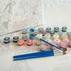 Рисуване по номера - БОГОРОДИЦА И МЛАДЕНЕЦА С ИНКРУСТИРАНА РАМКА - ВАРИАНТ 2 - 40х50см.