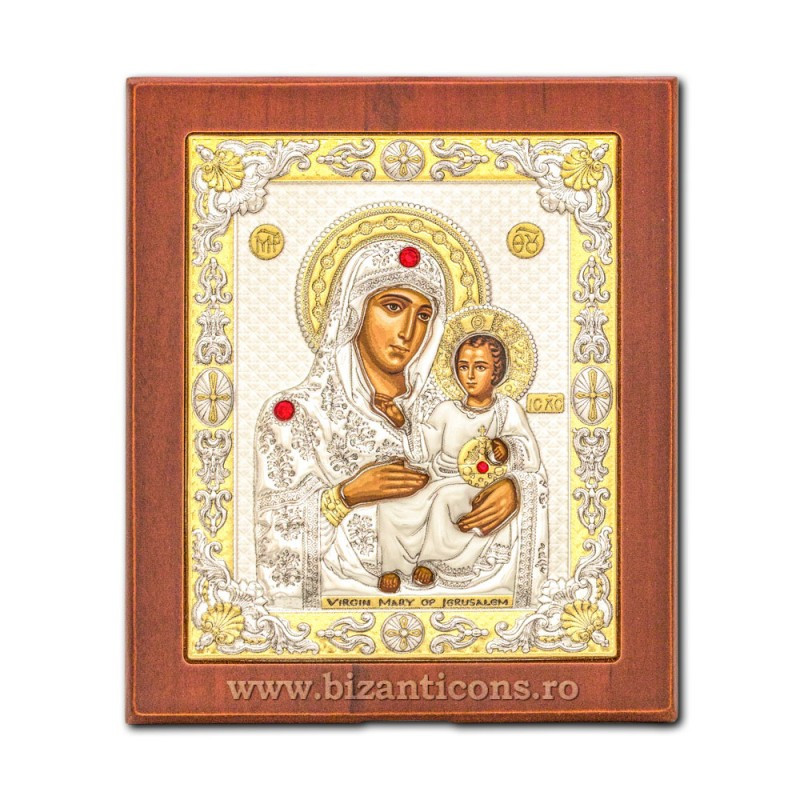 Сребърна икона – Богородица от Йерусалим 10x12,5 cm