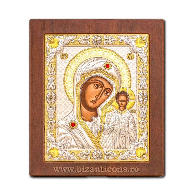 Сребърна икона – Богородица от Казан 10x12,5 cm