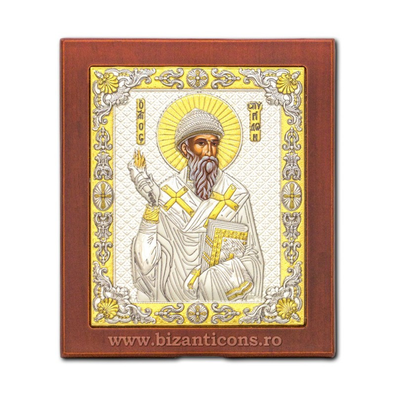 Сребърна икона – Свети йерарх Спиридон 10x12,5 cm
