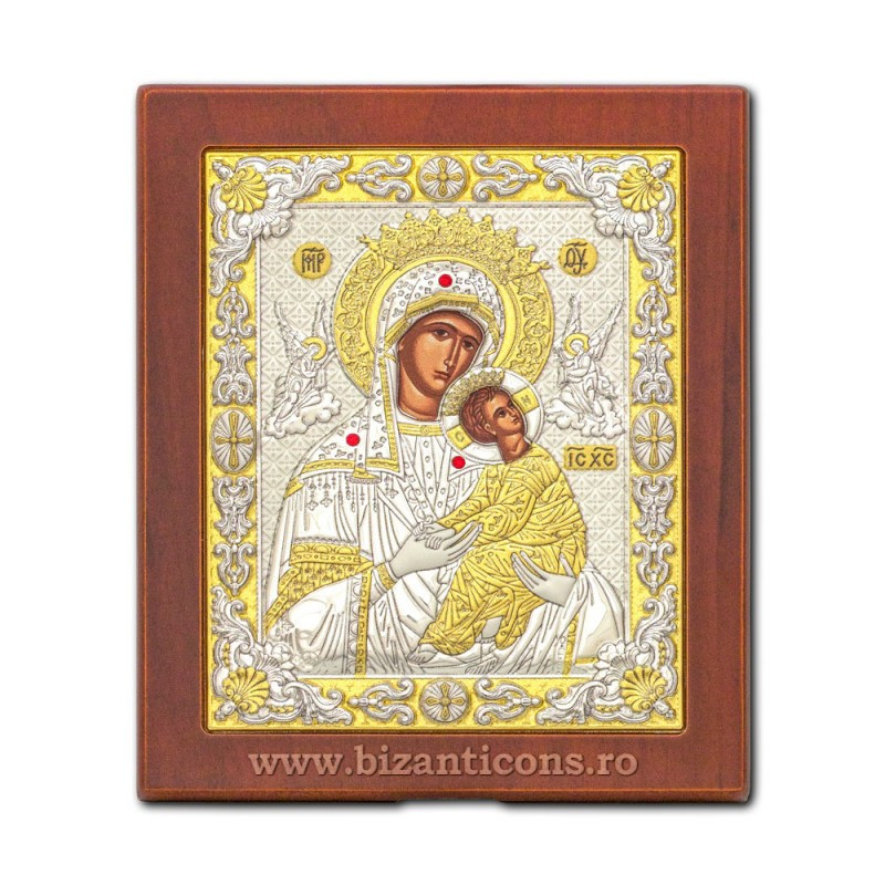 Сребърна икона – Богородица от Амолинтос – Непорочната 18x22 cm