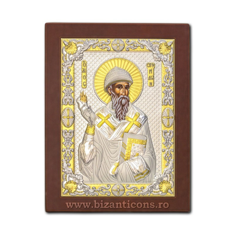 Сребърна икона – Свети йерарх Спиридон 20x26 cm