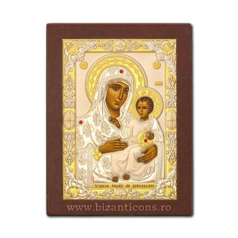 Сребърна икона – Богородица от Йерусалим 20x26 cm