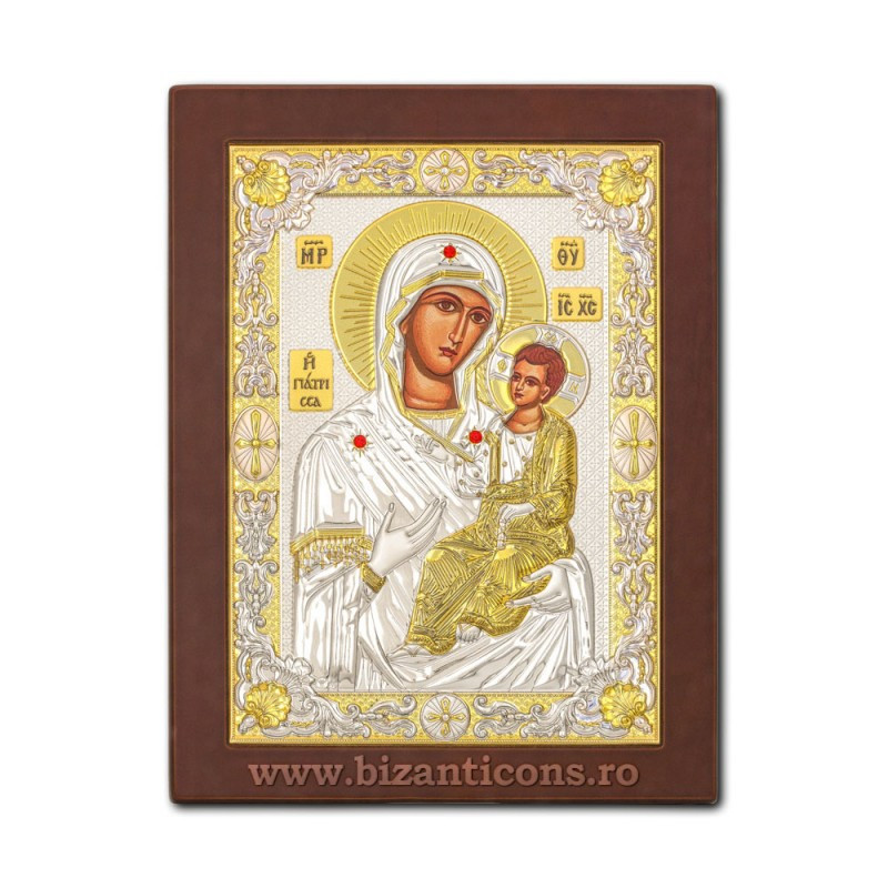 Сребърна икона – Божията Майка от Гиатриса – Изцелителката 24x32 cm