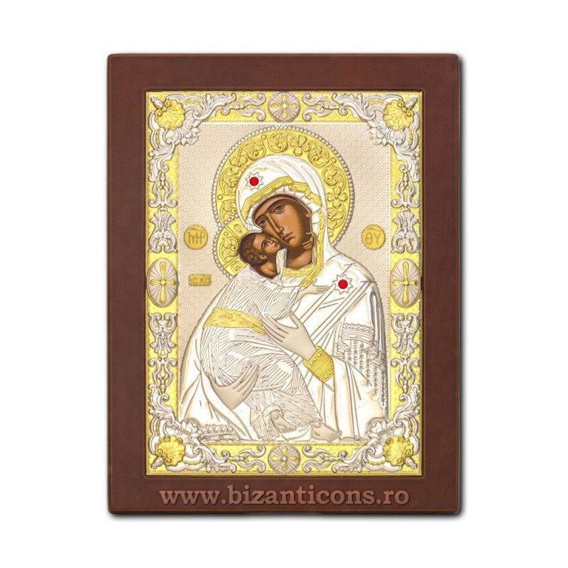 Сребърна икона – Богородица от Владимир 24x32 cm